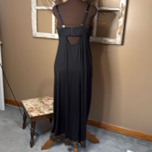 Cacique lane Bryant women’s slip dress nightie lingerie size 42DD black gold lac - Picture 6 of 10